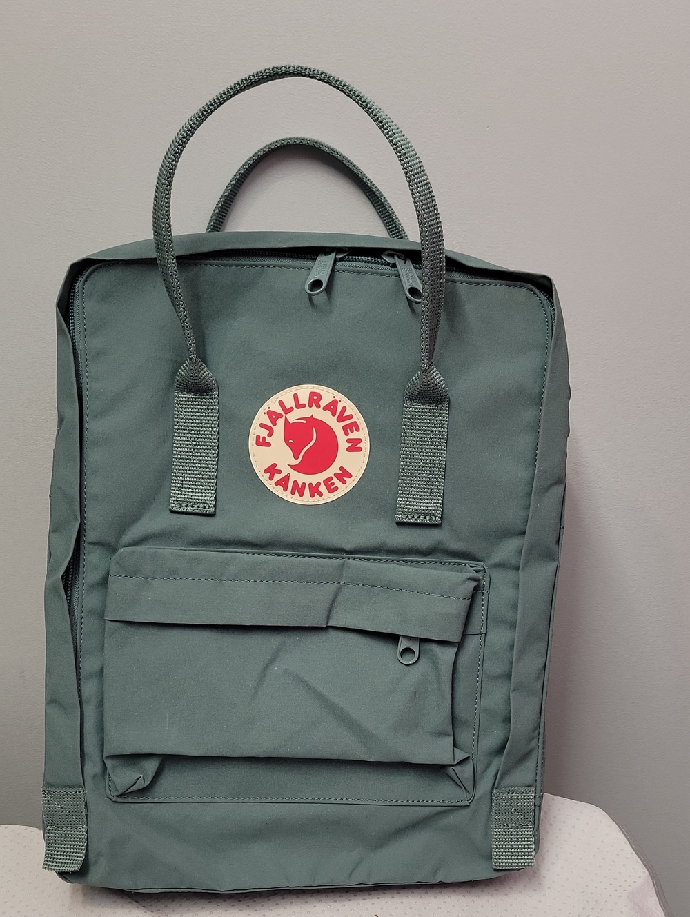 Fjallraven Kanken Backpack in Teal with Red Logo